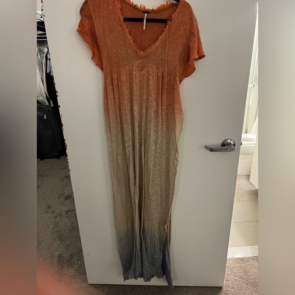 Free People Women's Orange and Blue Dress- one stain